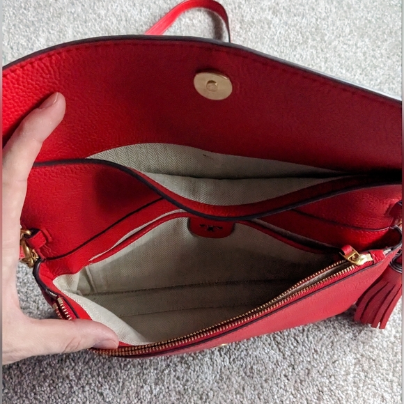 Tory Burch red McGraw crossbody purse handbag EUC - Picture 10 of 11